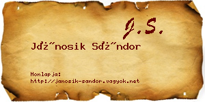 Jánosik Sándor névjegykártya